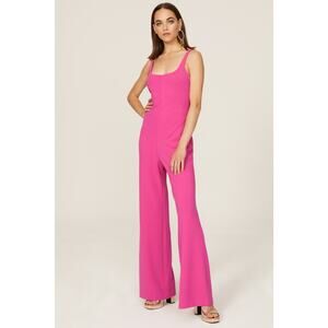 ESTEBAN CORTAZAR COLLECTIVE Pink Scoop Neck Stretchy Jumpsuit Size Small